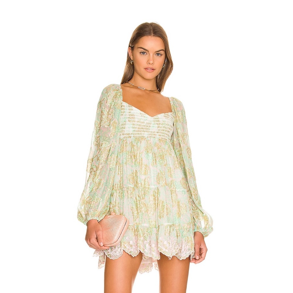 Mint, gold, and baby pink Hemant and Nandita baby doll dress